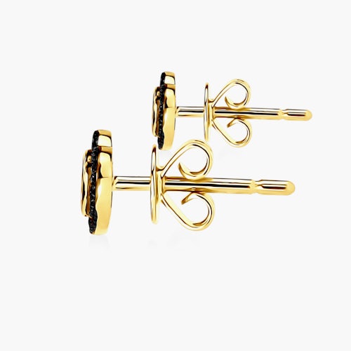 Kolczyki serce Savicki: złote, czarne diamenty